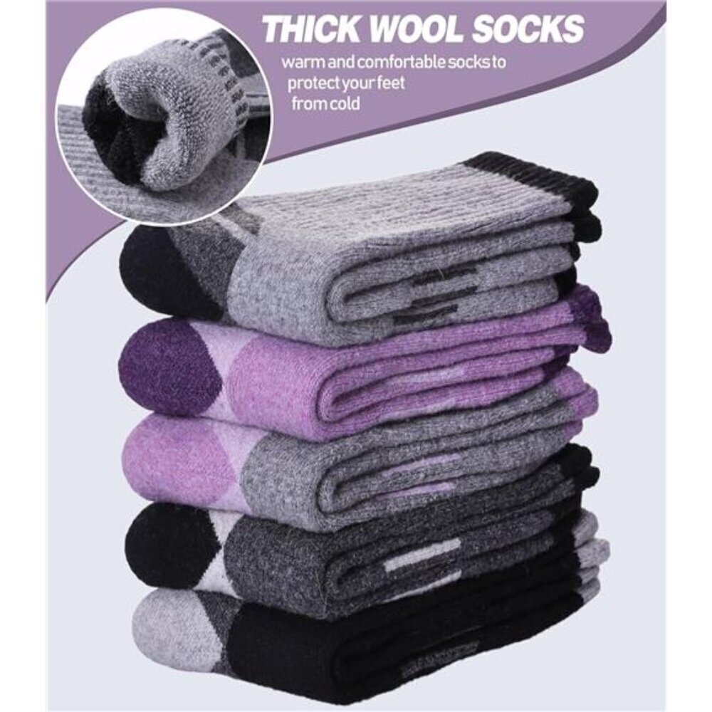 Cozy Merino Wool Crew Socks for Women - Thermal Hiking Boot Wear - Picture 2 of 7